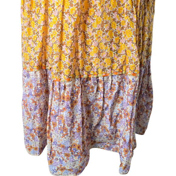 Maje Rissolette‎ Smocked Floral Print Dress Yellow Orange EU34/XS - Picture 6 of 13